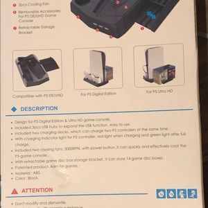 KJH, Charging Stand With Cooling Fan For Playstation 5 -PS5